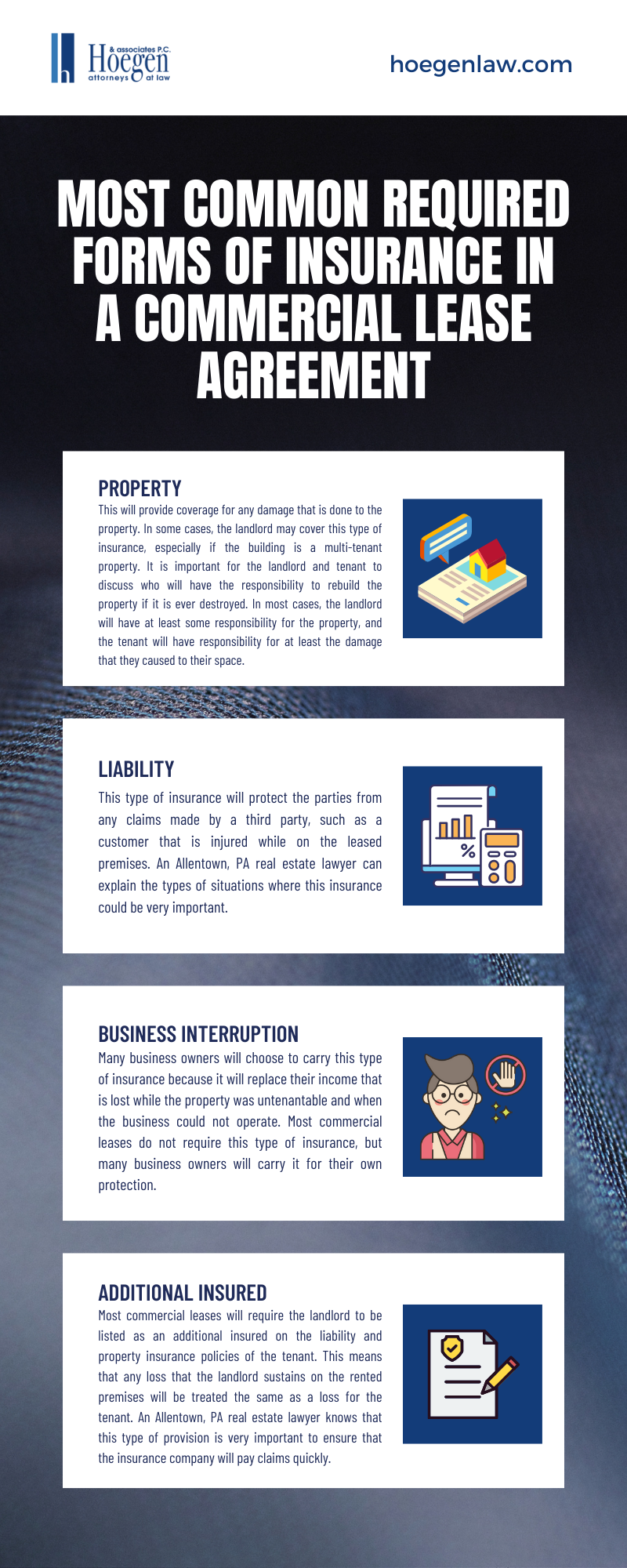 Most Common Required Forms of Insurance In A Commercial Lease Agreement Infographic